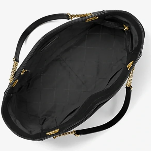 MICHAEL KORSJet Set Large Saffiano Leather XCHAIN Shoulder Bag BLACK COLOR